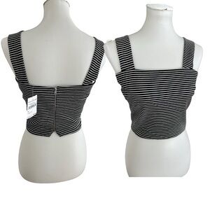 Wayf Black and White Striped Crop Top